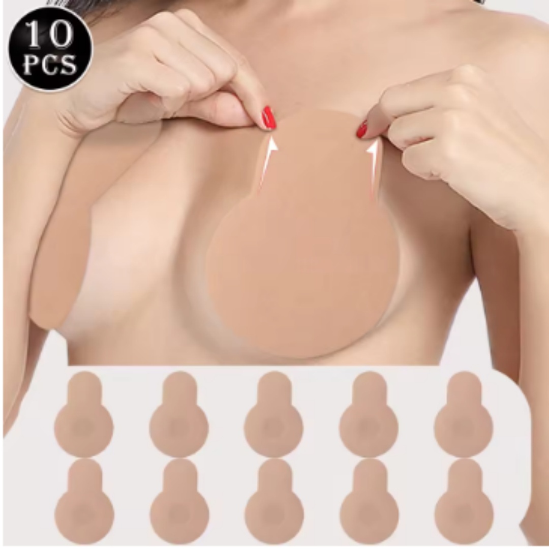 Strapless Bra Adhesive - บราดันทรงสำหรับผู้หญิง บราไร้สายซิลิโคนแบบมีกาวในตัว บราไร้รอย ใช้ซ้ำได้ เทปยกกระชับหน้าอกแบบมีกาว แผ่นปิดจุกนมกระต่าย